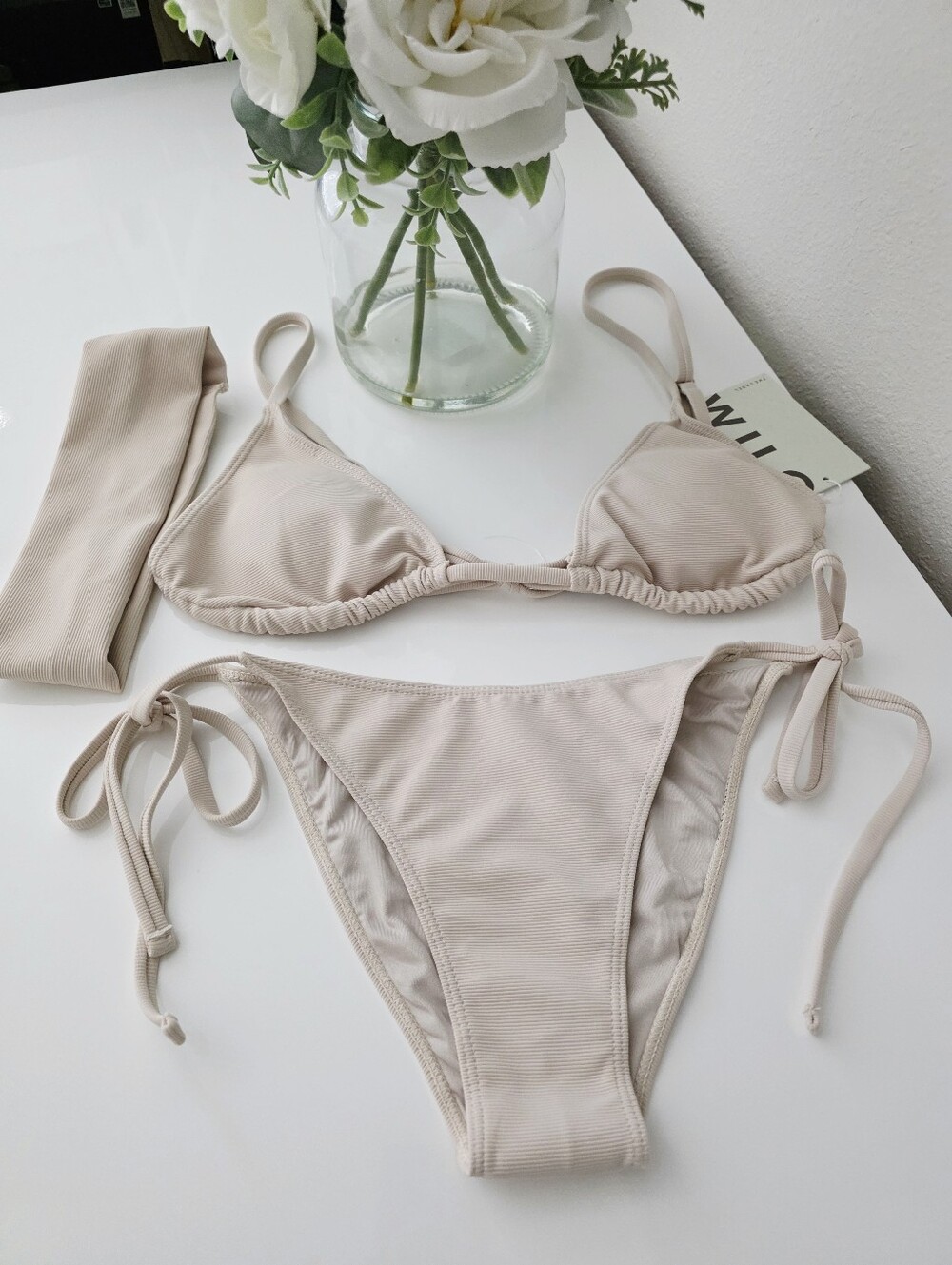WILO THE LABEL🪂 2 Piece Tie String Bikini Set With Headband SIZE S
